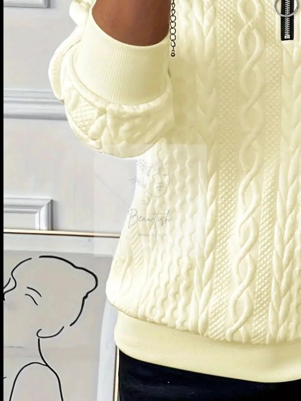 Texture Half Zip Long Sleeve Sweatshirt