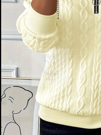 Texture Half Zip Long Sleeve Sweatshirt