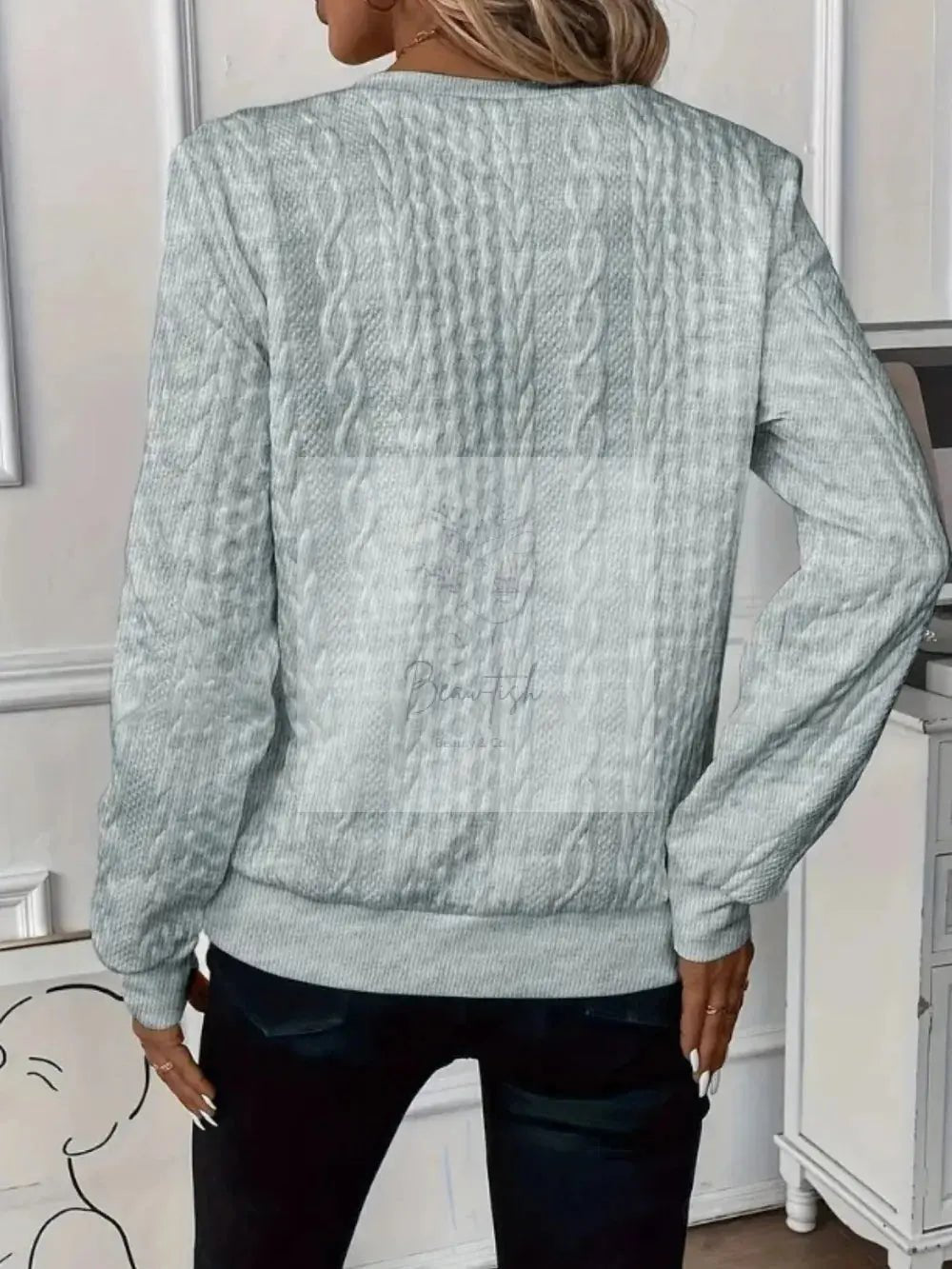 Texture Half Zip Long Sleeve Sweatshirt