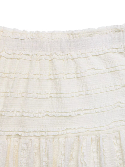 Textured A - Line Midi Skirt