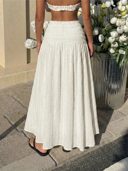 Textured A - Line Midi Skirt