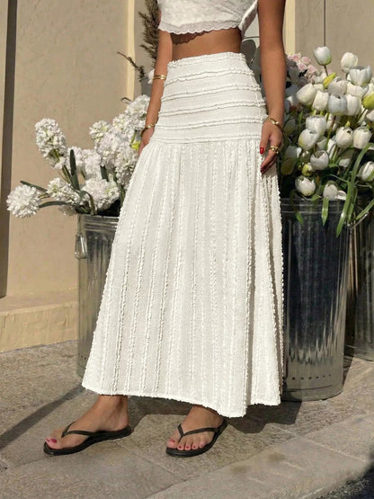 Textured A - Line Midi Skirt