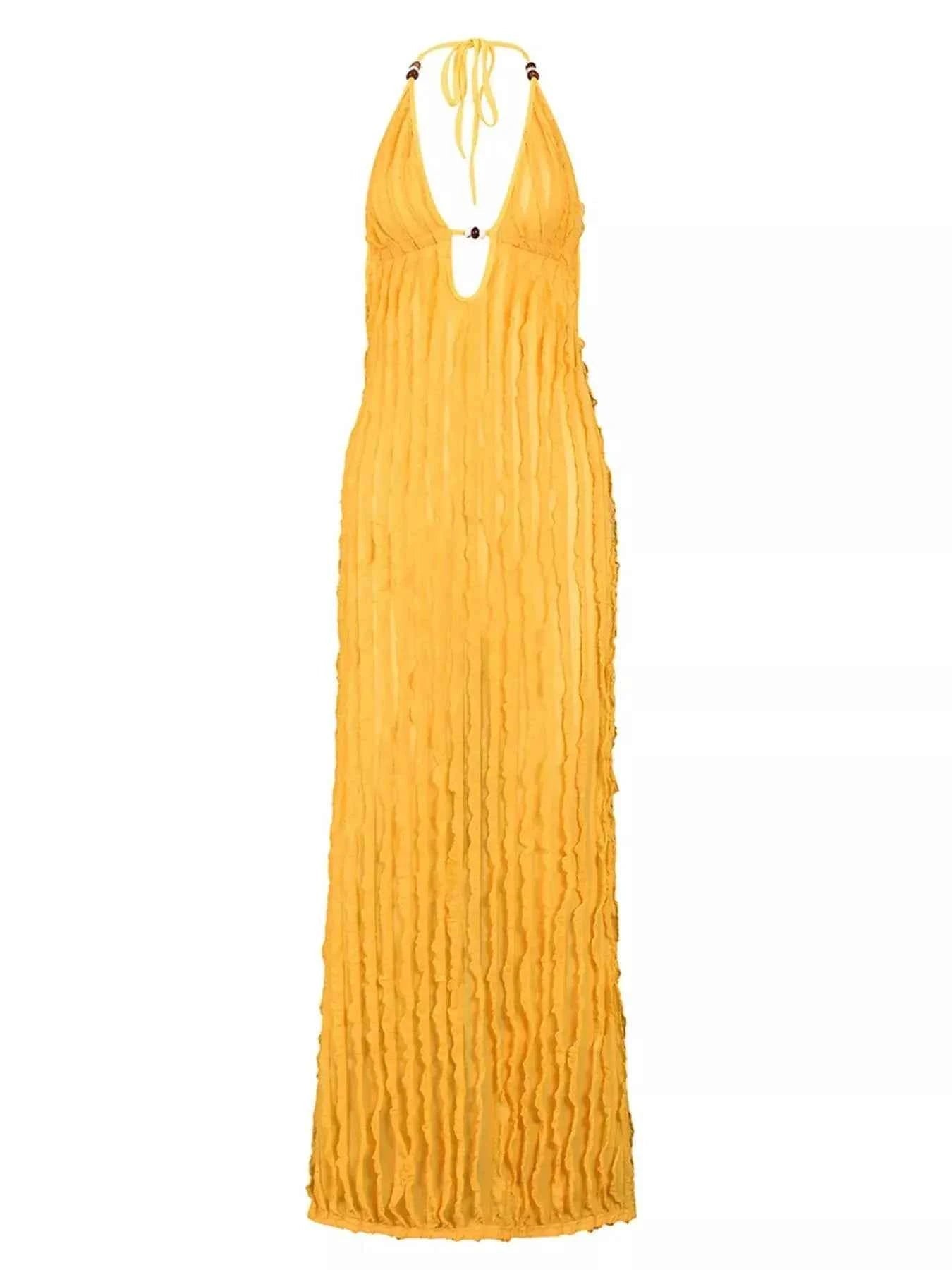 Textured Halter Neck Bodycon Maxi Dress