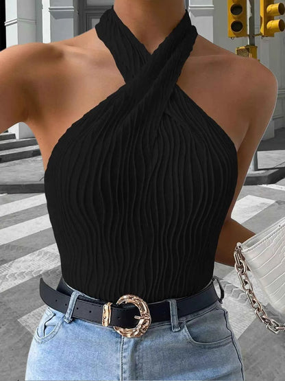 Textured Halter Neck Tank