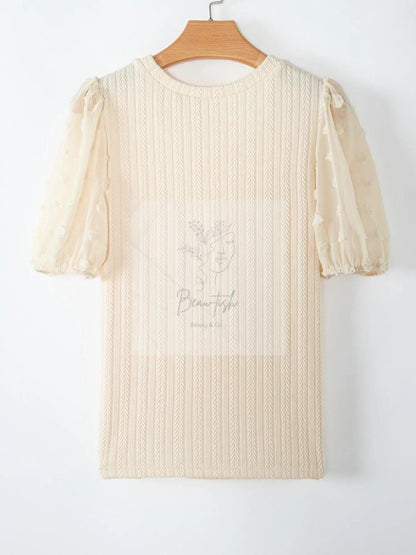 Textured Knit Round Neck Blouse