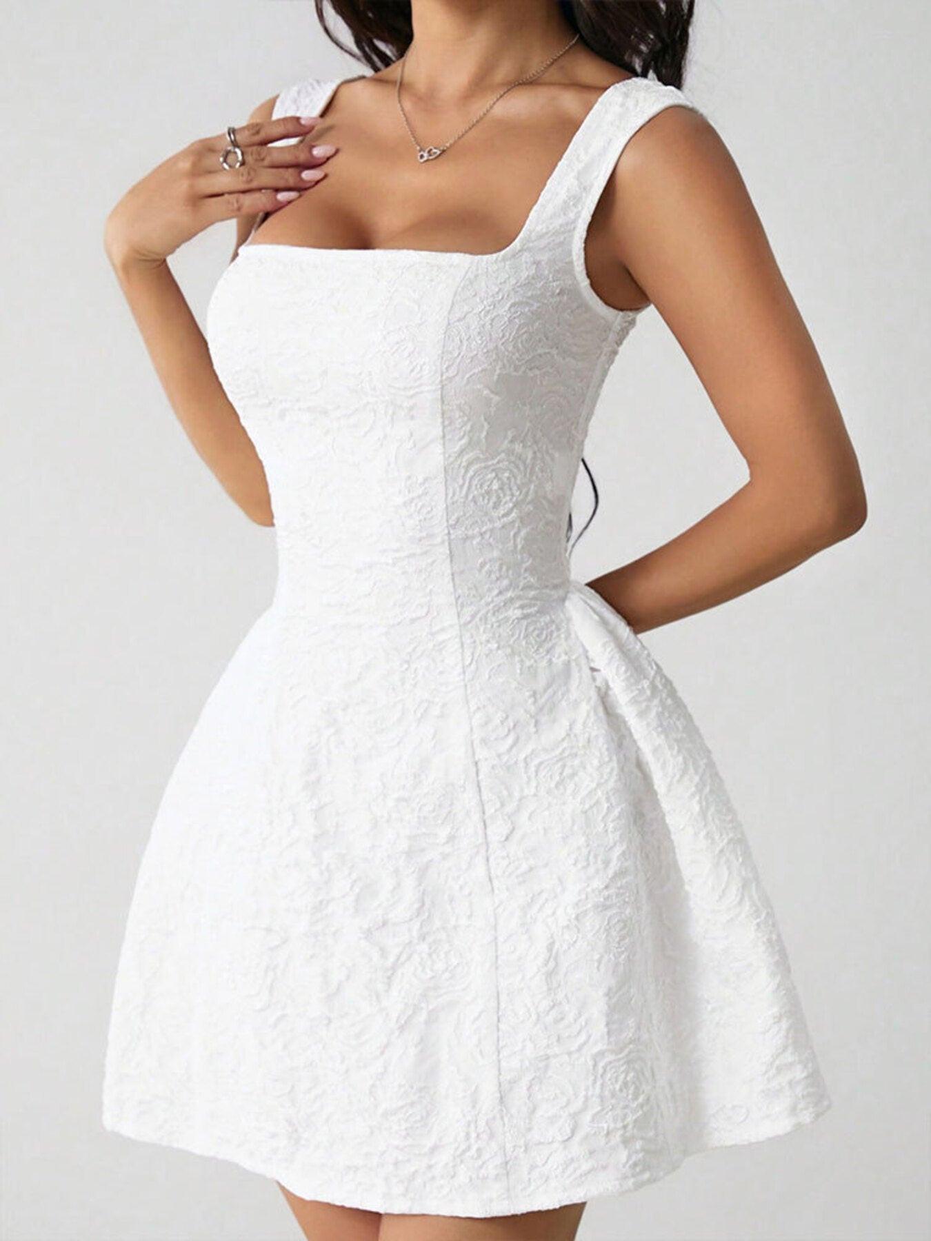 Textured Square Neck Mini Dress