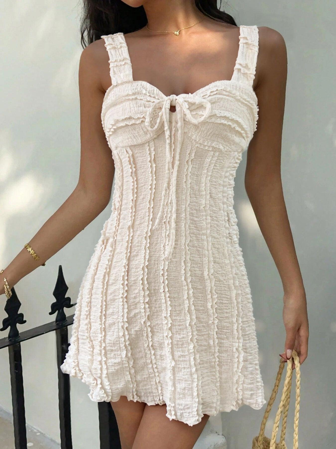 Textured Sweetheart Neck Mini Dress