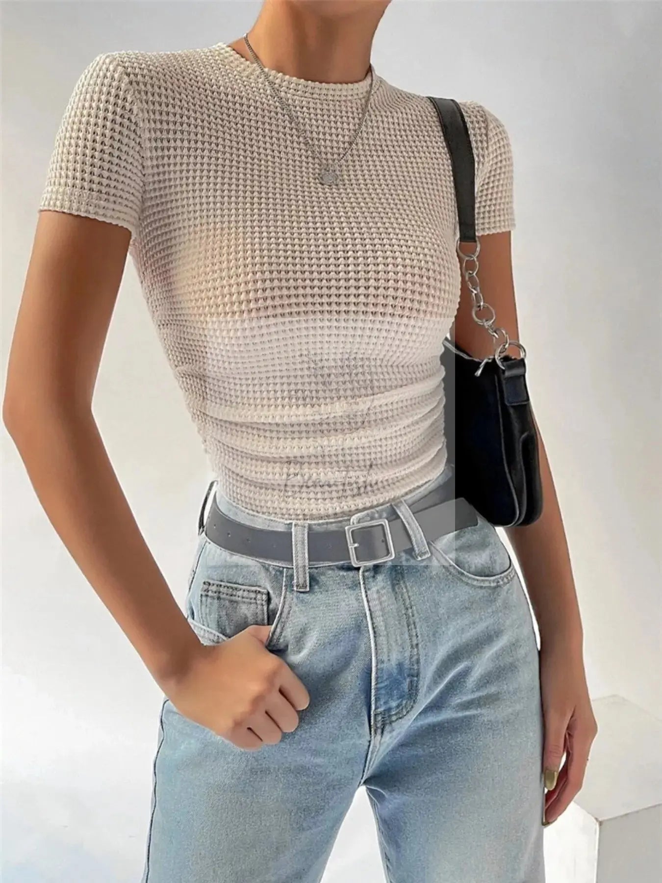 Textured Waffle Knit Slim Fit T-Shirt
