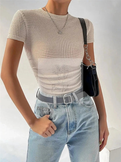 Textured Waffle Knit Slim Fit T-Shirt