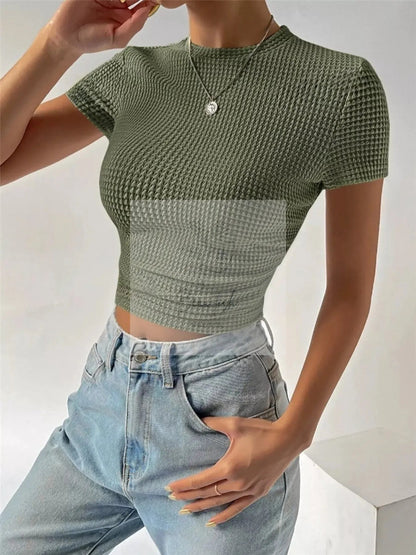 Textured Waffle Knit Slim Fit T-Shirt