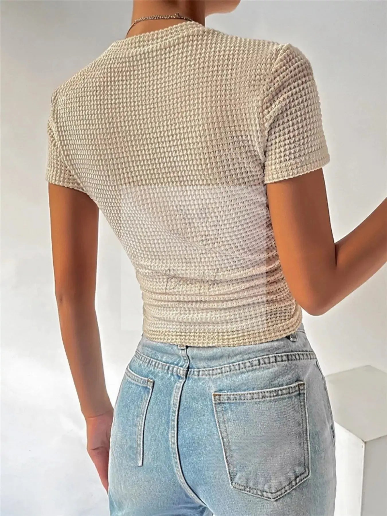Textured Waffle Knit Slim Fit T-Shirt