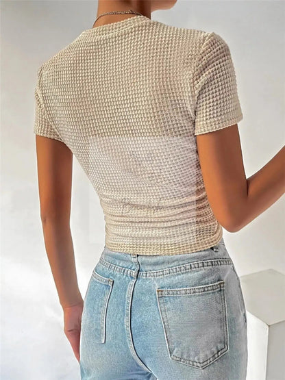 Textured Waffle Knit Slim Fit T-Shirt