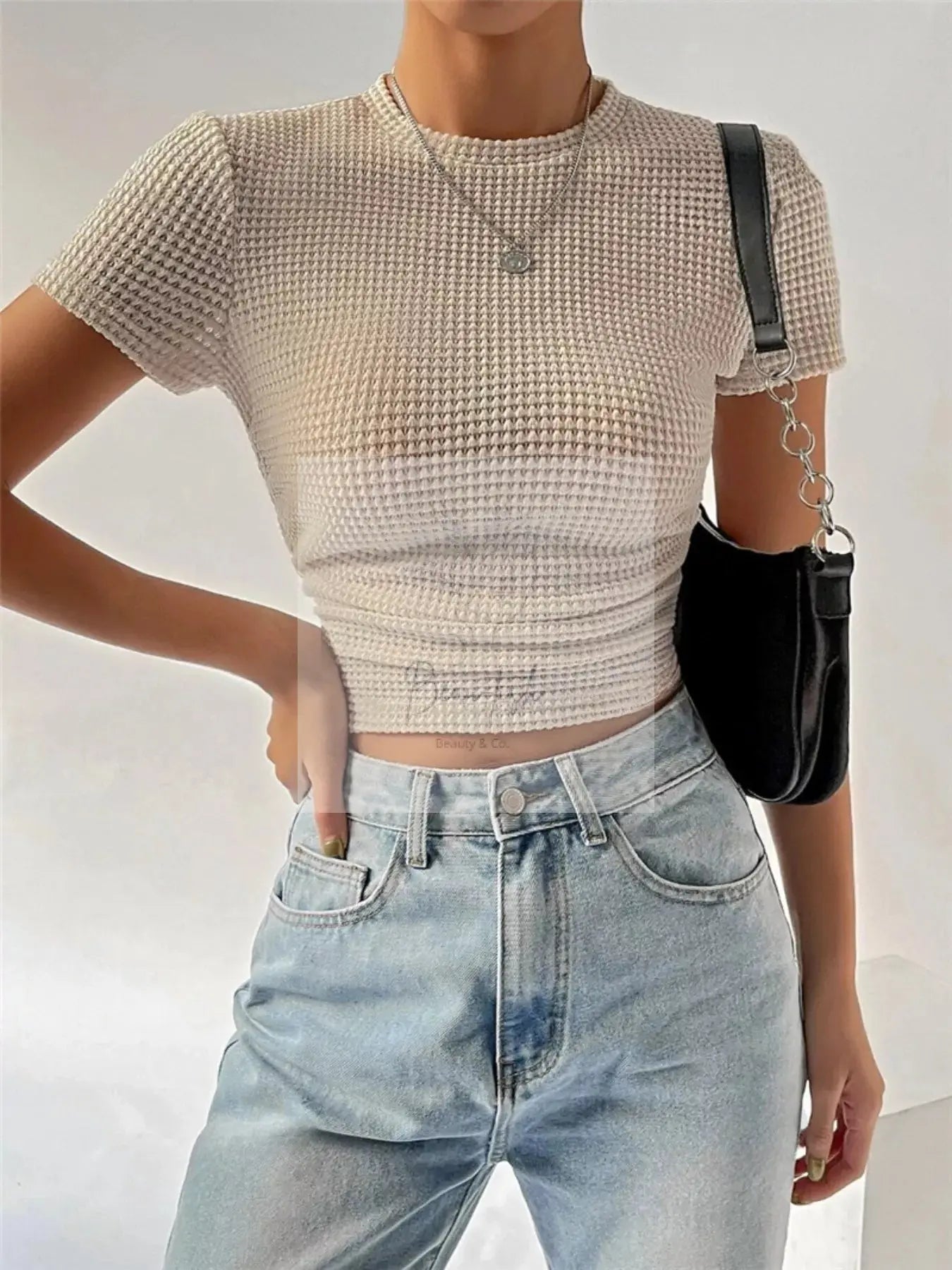Textured Waffle Knit Slim Fit T-Shirt