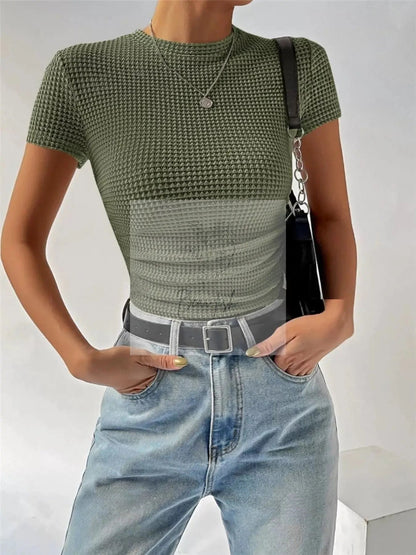 Textured Waffle Knit Slim Fit T-Shirt
