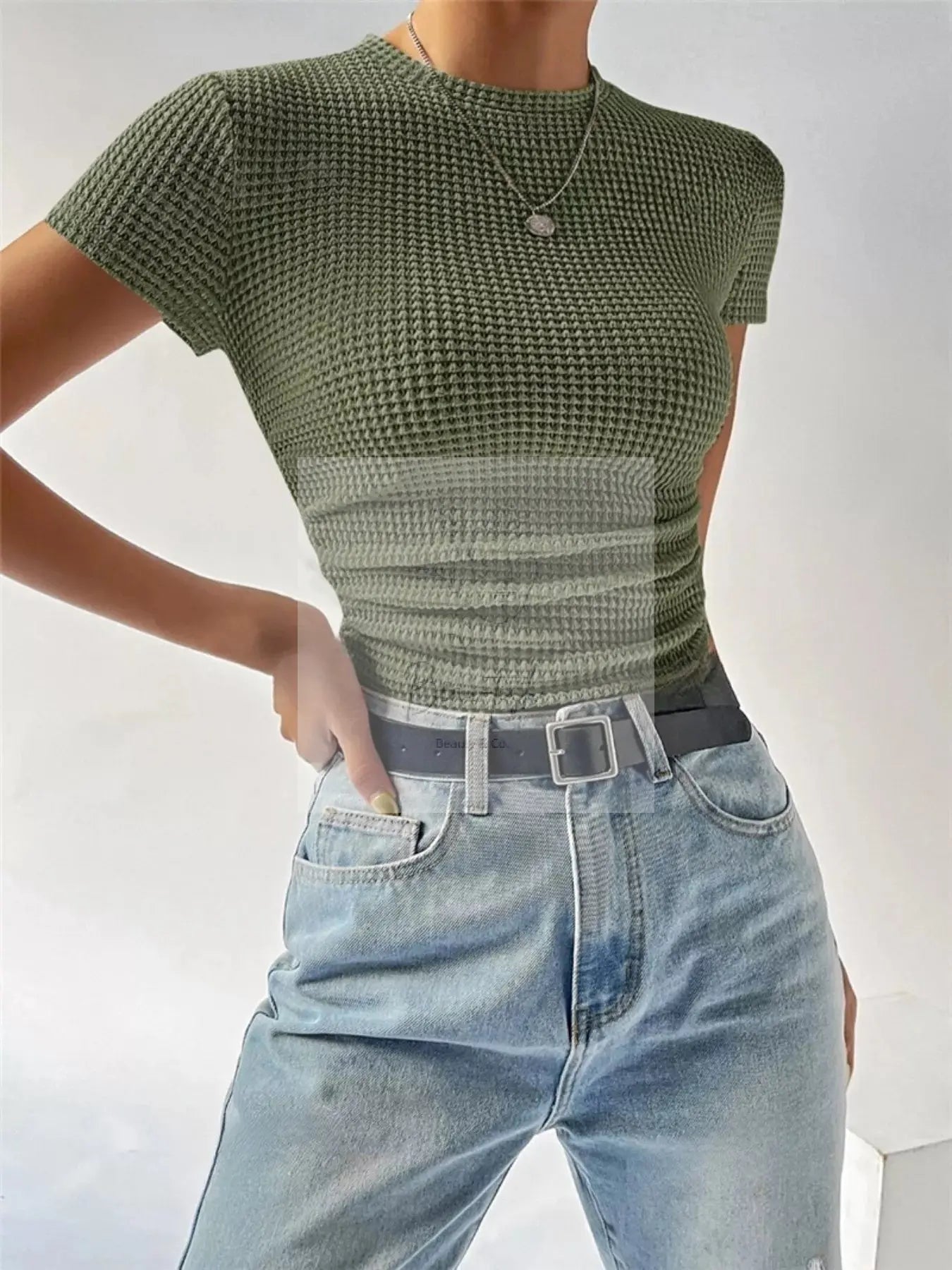 Textured Waffle Knit Slim Fit T-Shirt