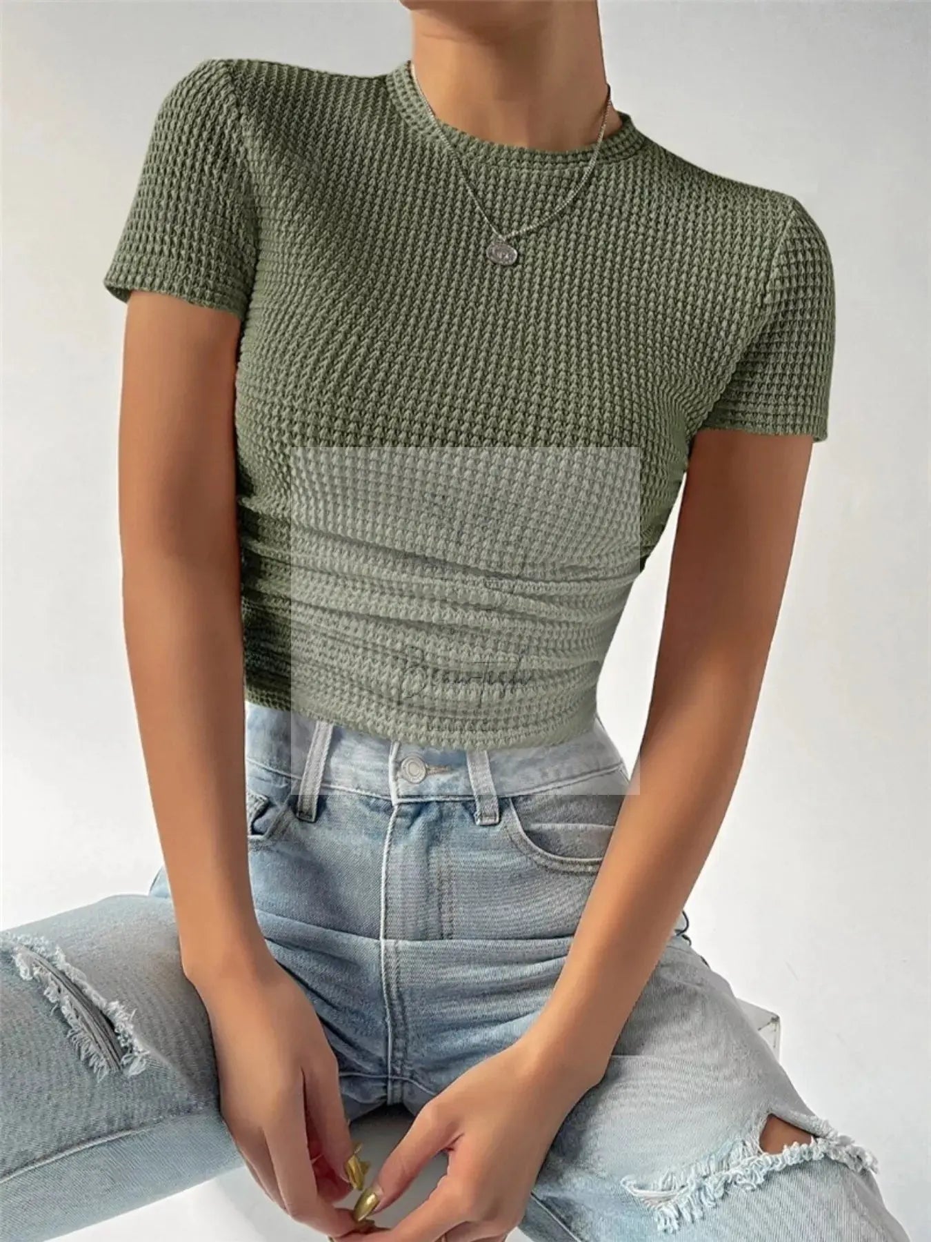 Textured Waffle Knit Slim Fit T-Shirt