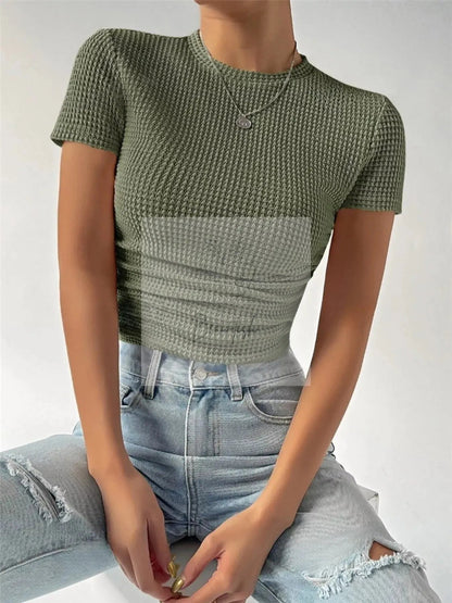Textured Waffle Knit Slim Fit T-Shirt