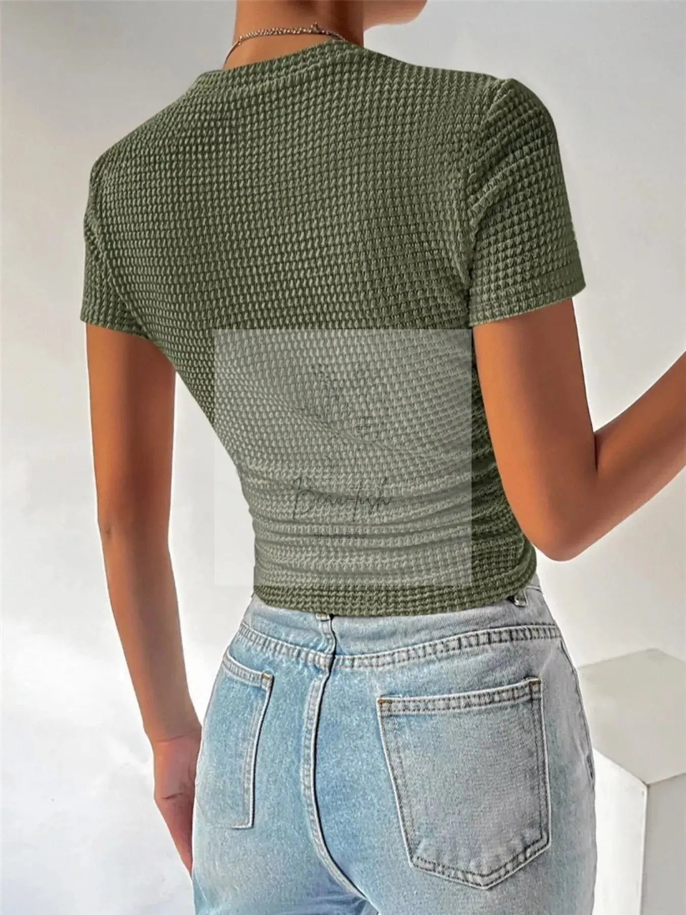 Textured Waffle Knit Slim Fit T-Shirt