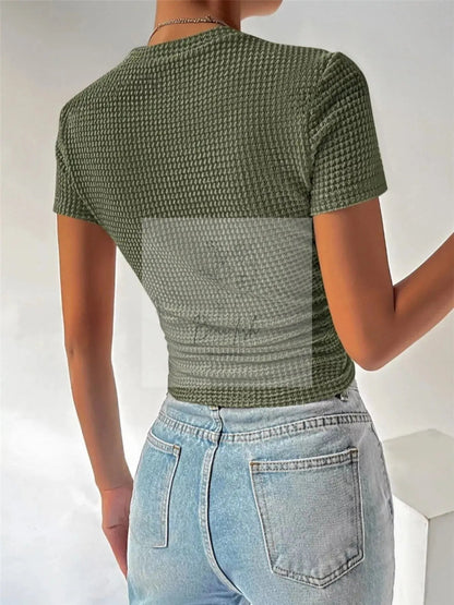 Textured Waffle Knit Slim Fit T-Shirt