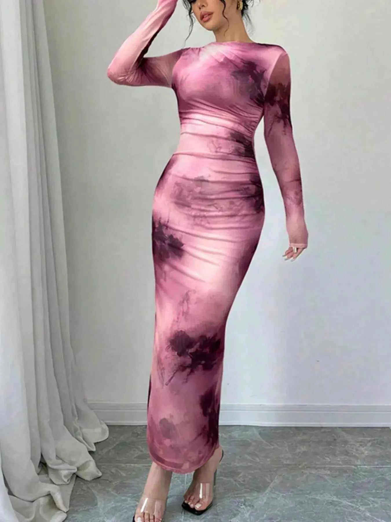 Tie-Dye Bodycon Maxi Dress