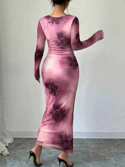 Tie-Dye Bodycon Maxi Dress