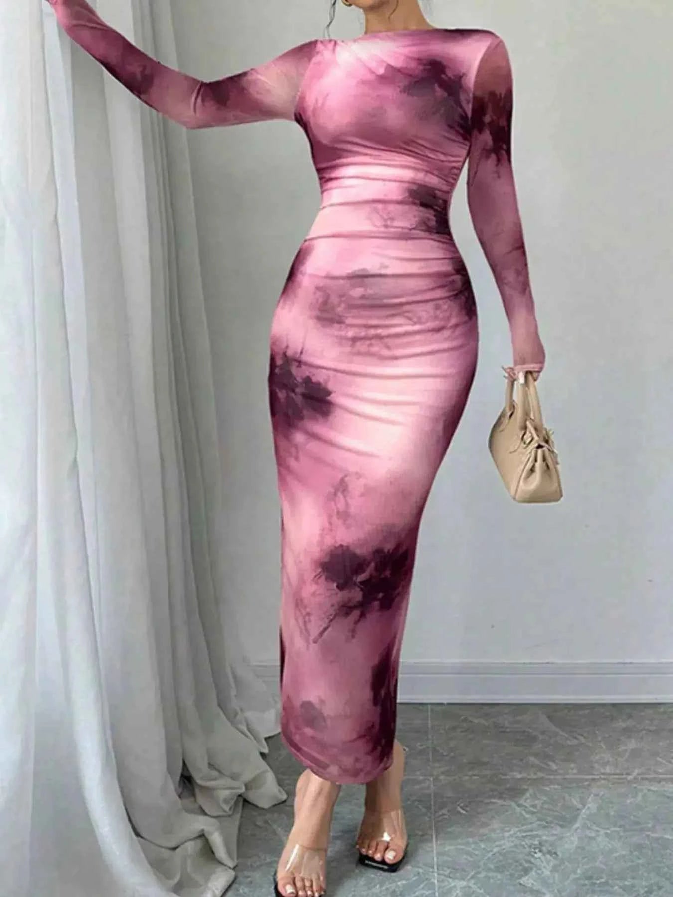 Tie-Dye Bodycon Maxi Dress