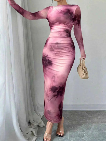 Tie-Dye Bodycon Maxi Dress