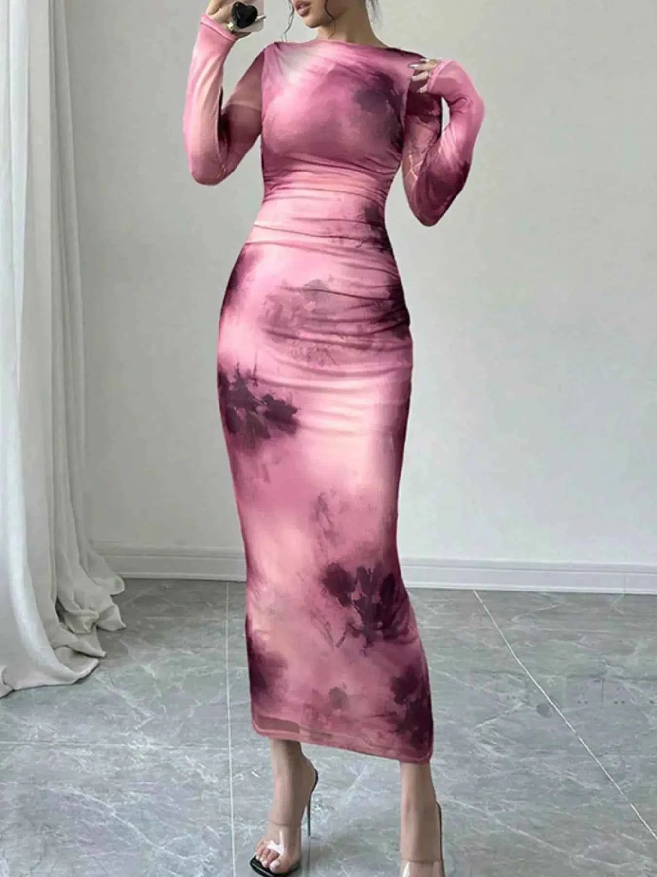 Tie-Dye Bodycon Maxi Dress