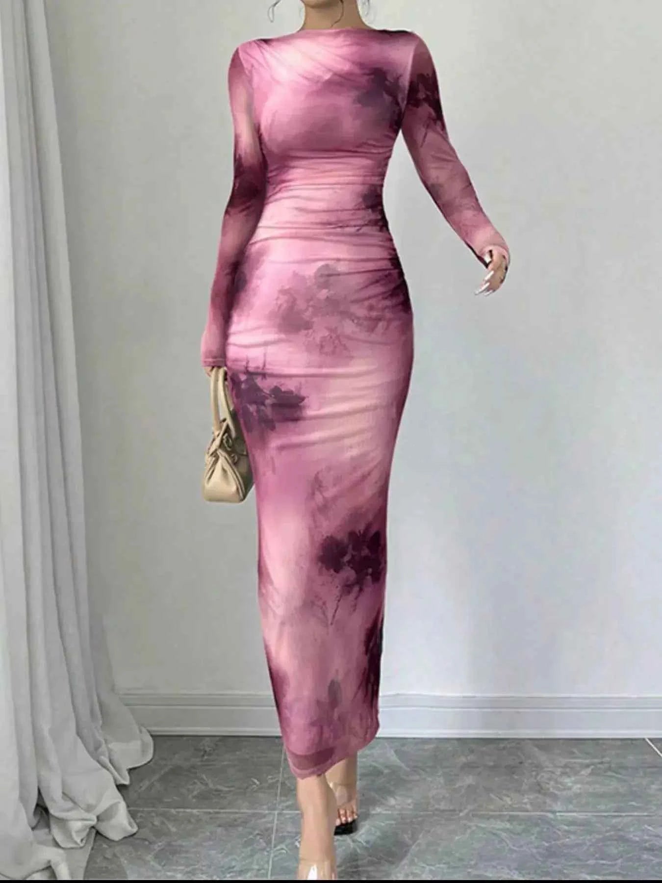 Tie-Dye Bodycon Maxi Dress