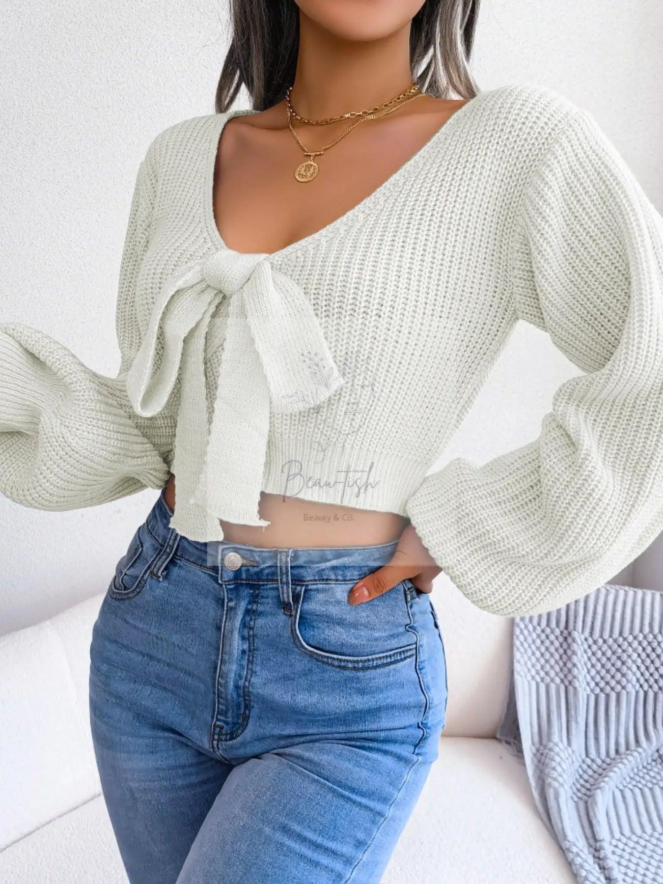 Tie-Front Cropped Sweater