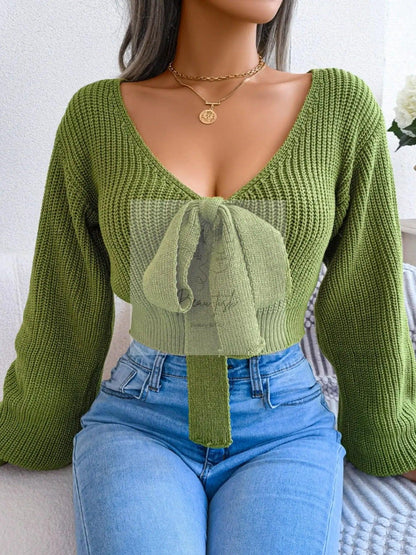 Tie-Front Cropped Sweater