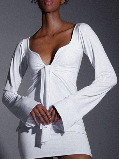 Tie-Front Long Sleeve T-Shirt
