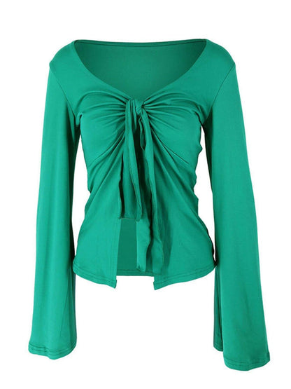 Tie-Front Long Sleeve T-Shirt