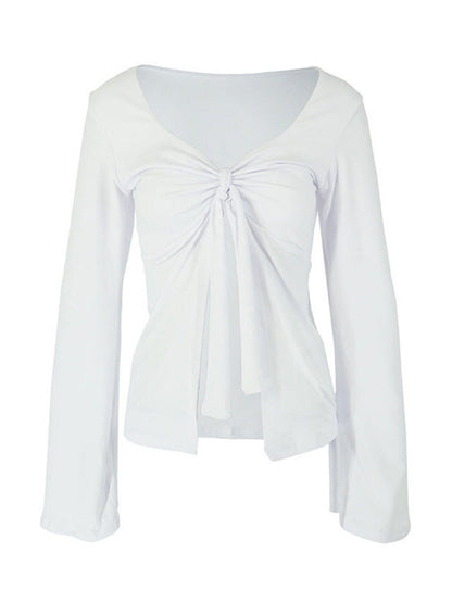 Tie-Front Long Sleeve T-Shirt