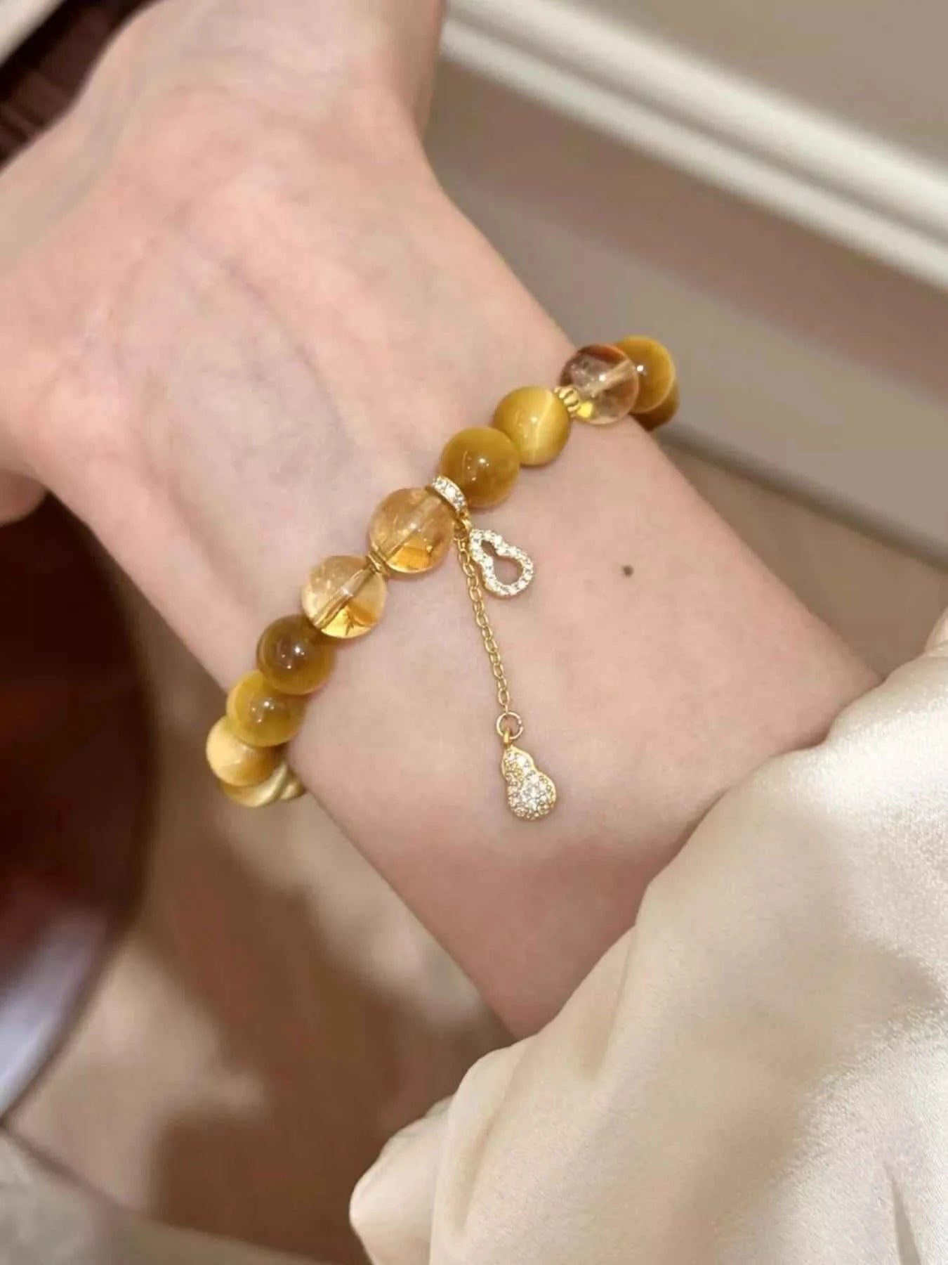Tiger Eye Gourd Charm Bracelet
