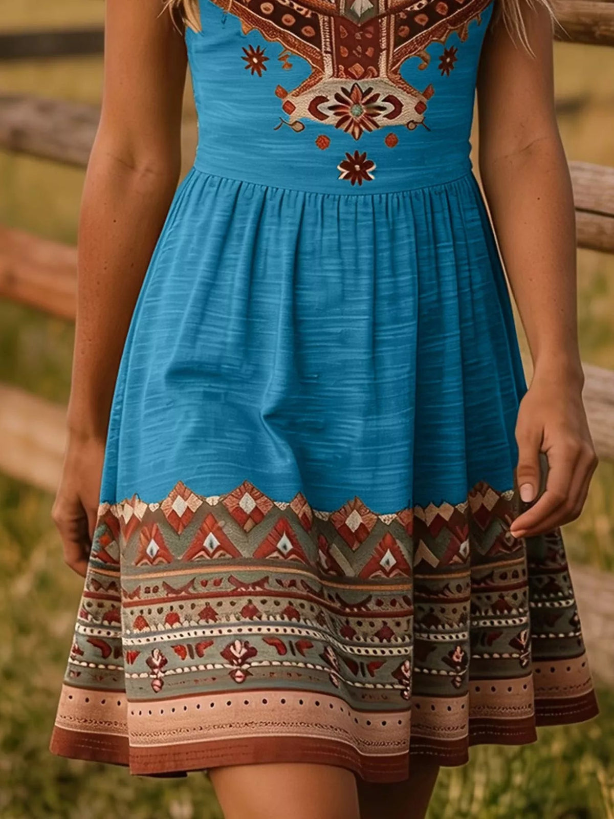 Tribal Print Sleeveless A-Line Summer Dress