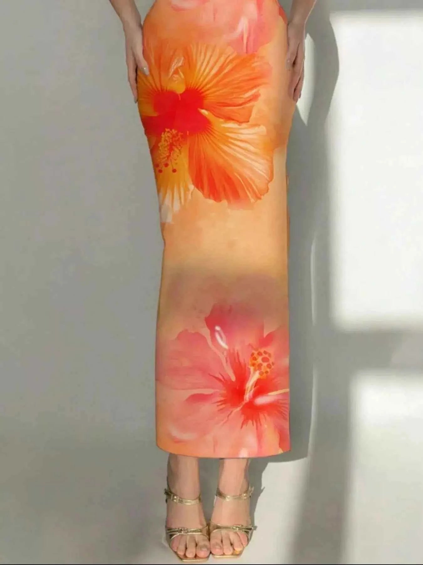 Tropical Flower Print Bodycon Tube Dress