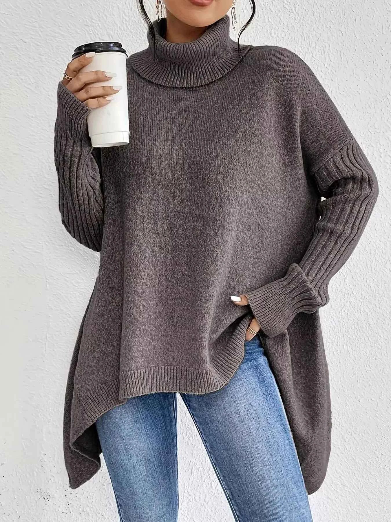 Turtleneck Dropped Shoulder Sweater