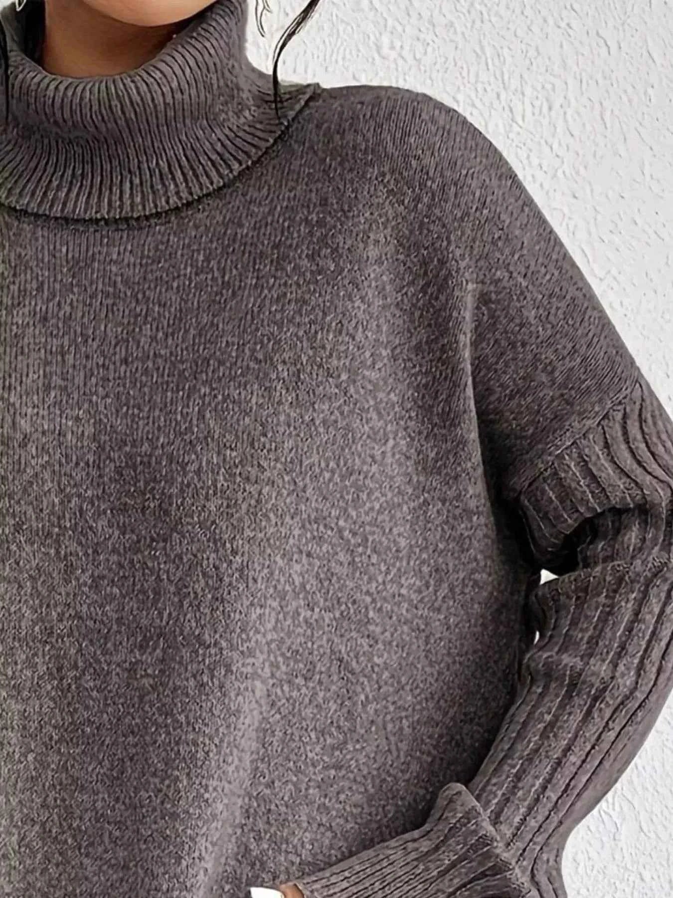 Turtleneck Dropped Shoulder Sweater