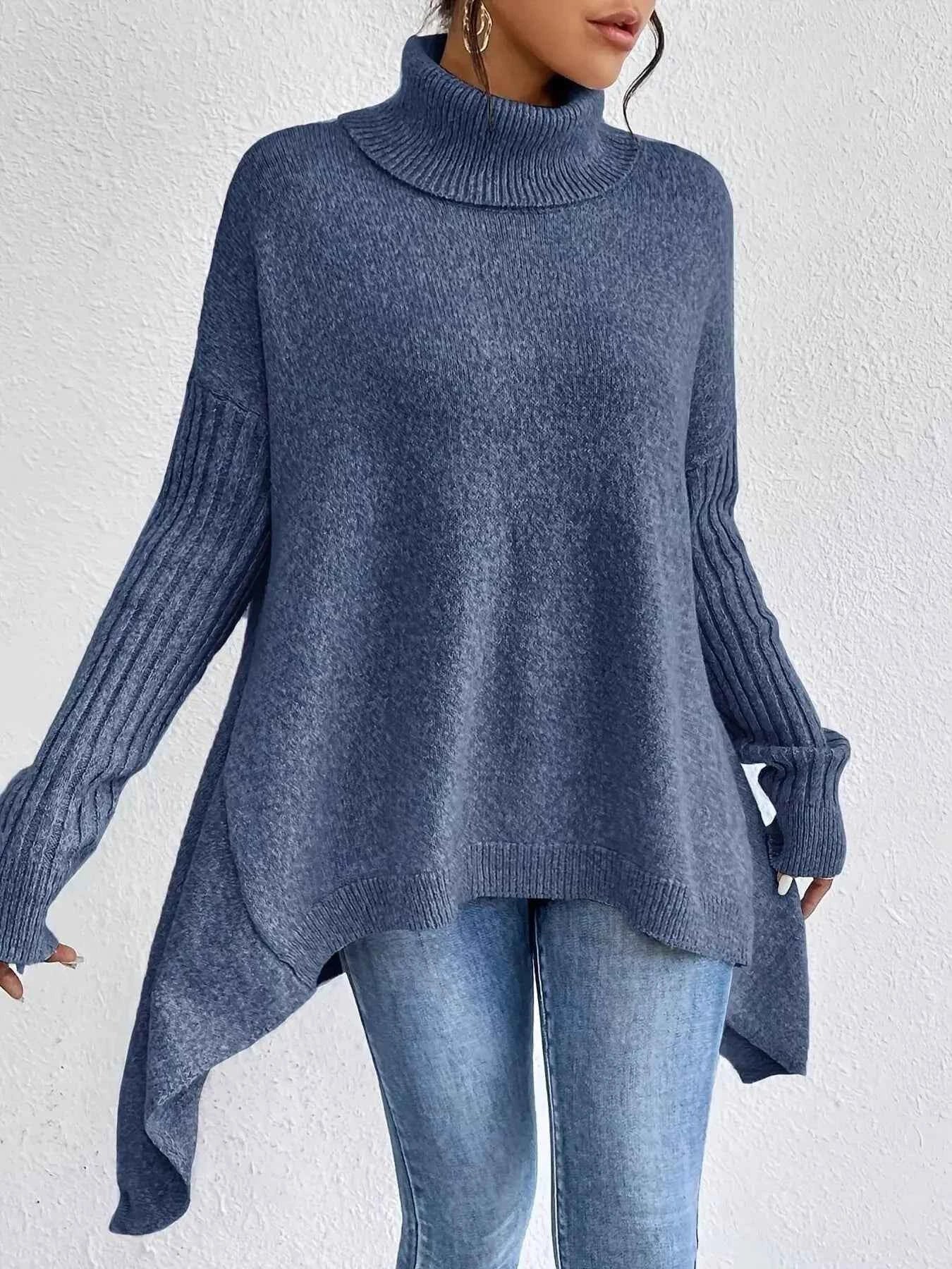 Turtleneck Dropped Shoulder Sweater