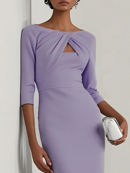 Twist-Front Cutout Midi Dress
