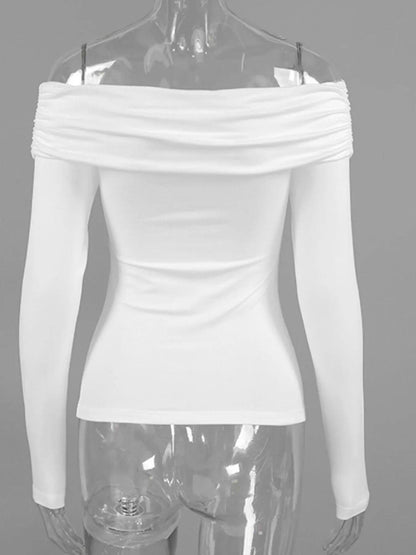 Twist Front Off-Shoulder Long Sleeve Top