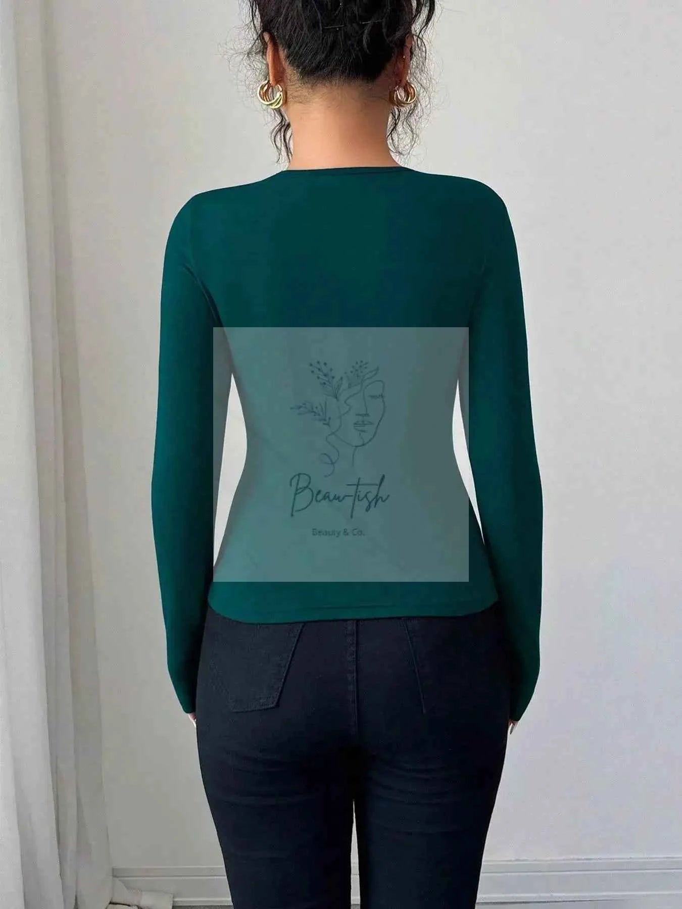 Twist Front Ring Detail Long Sleeve T-Shirt