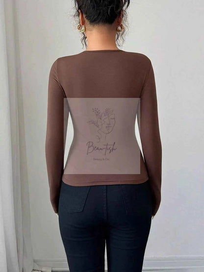 Twist Front Ring Detail Long Sleeve T-Shirt