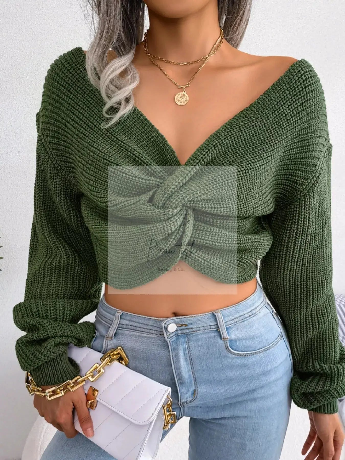 Twisted Front Cropped Sweater