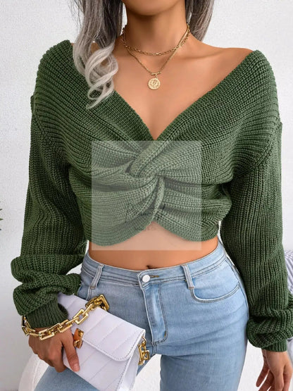 Twisted Front Cropped Sweater
