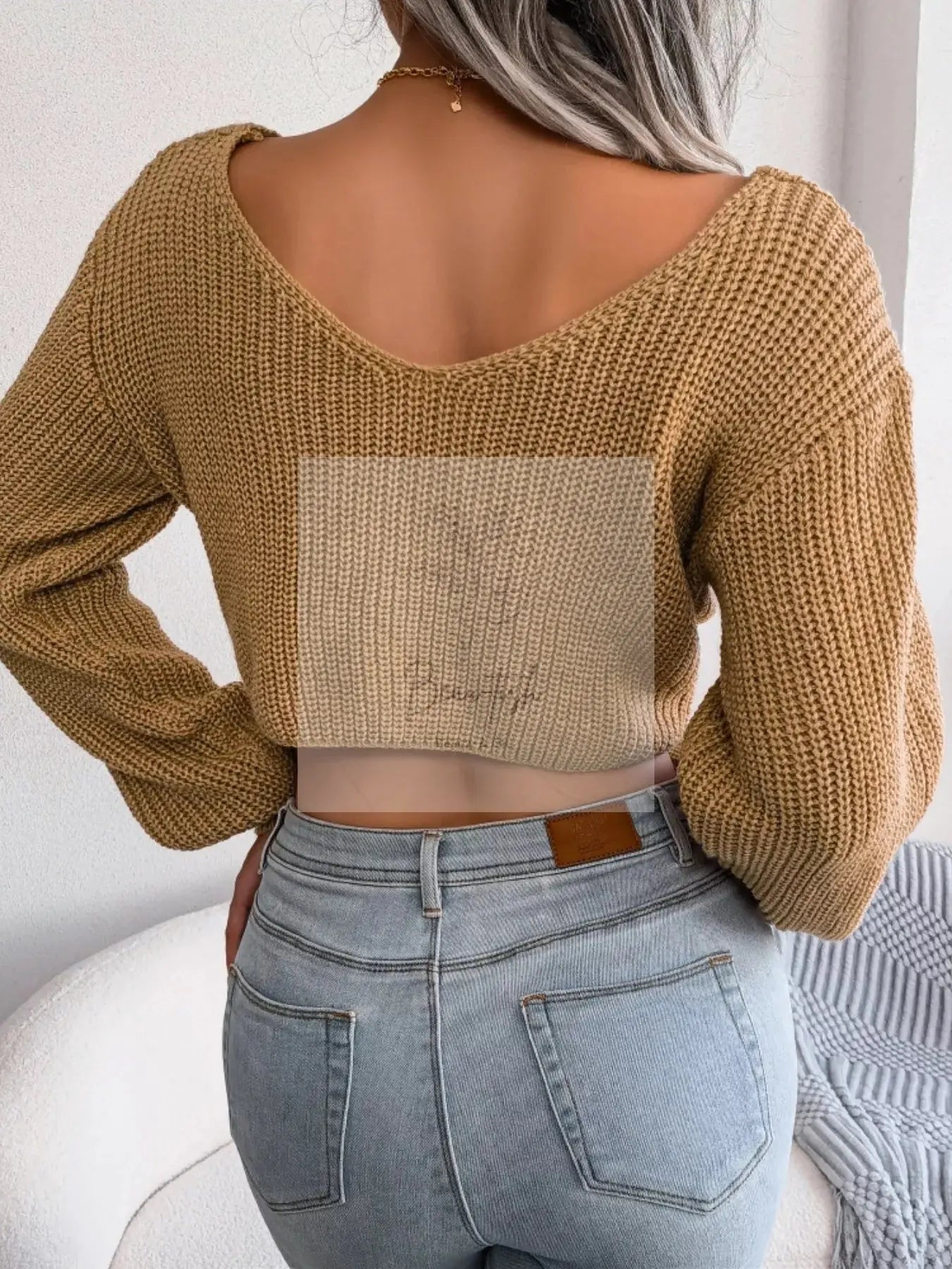 Twisted Front Cropped Sweater