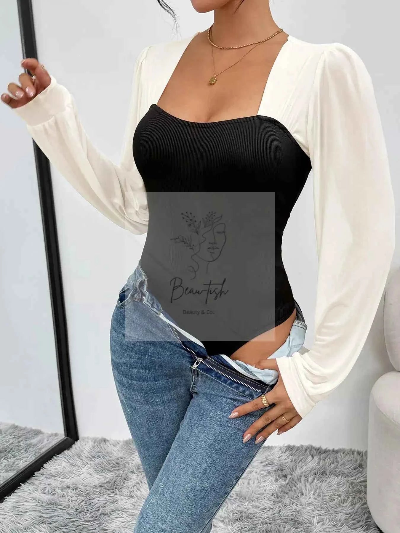 Two - Tone Long Sleeve Bodysuit