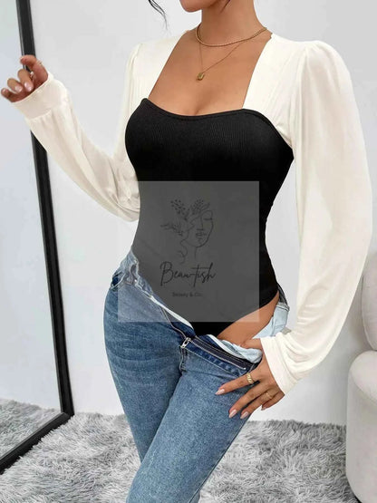 Two - Tone Long Sleeve Bodysuit