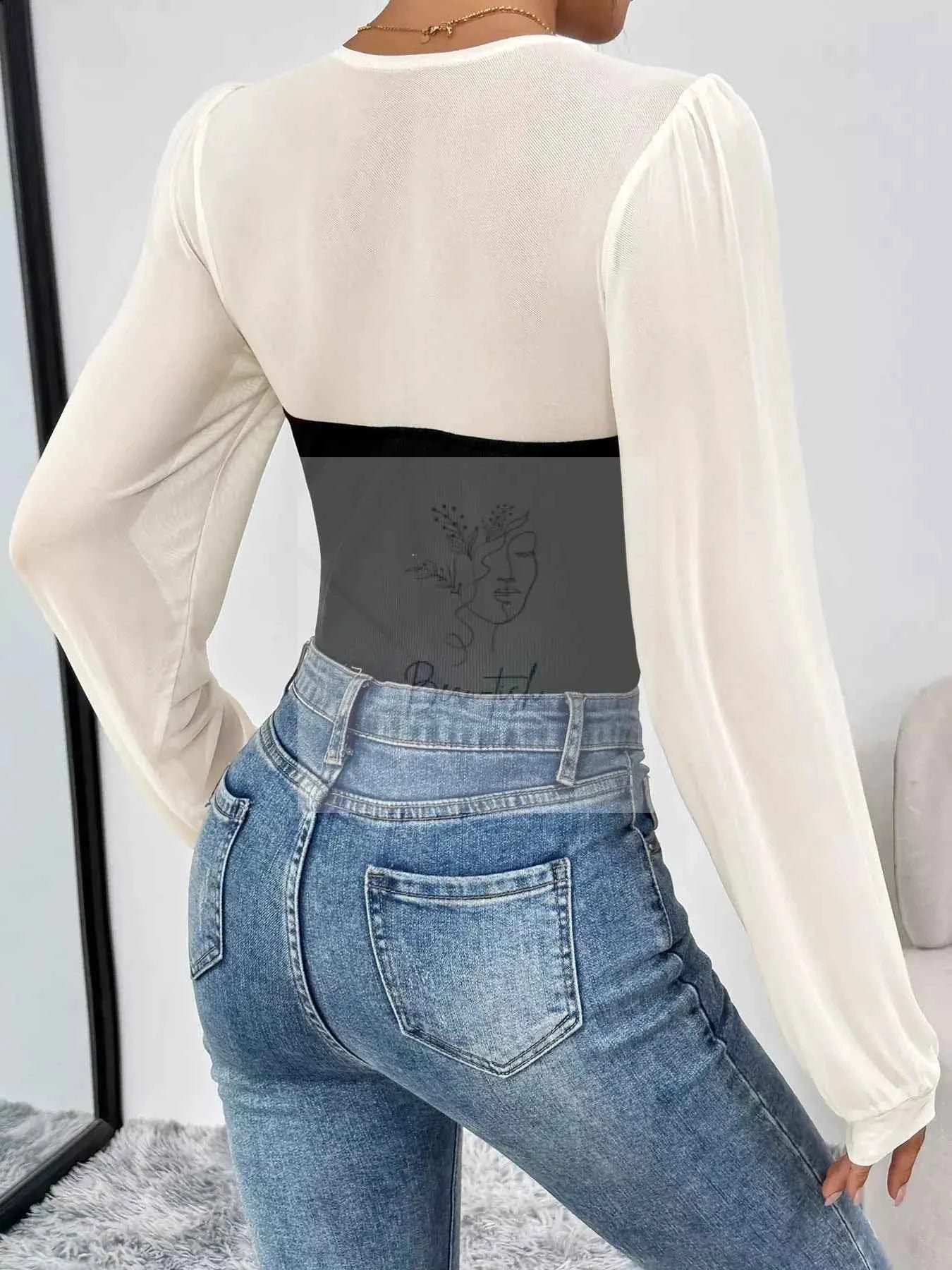 Two - Tone Long Sleeve Bodysuit